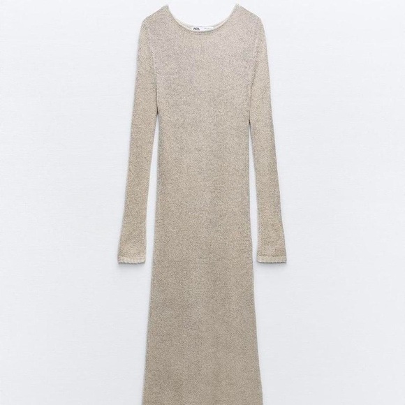 ZARA ~ LONG KNIT DRESS WITH METALLIC THREAD DETAIL - Picture 13 of 14
